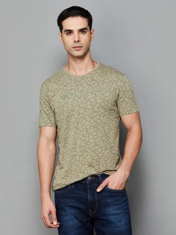 Being Human printed beige round neck t shirt