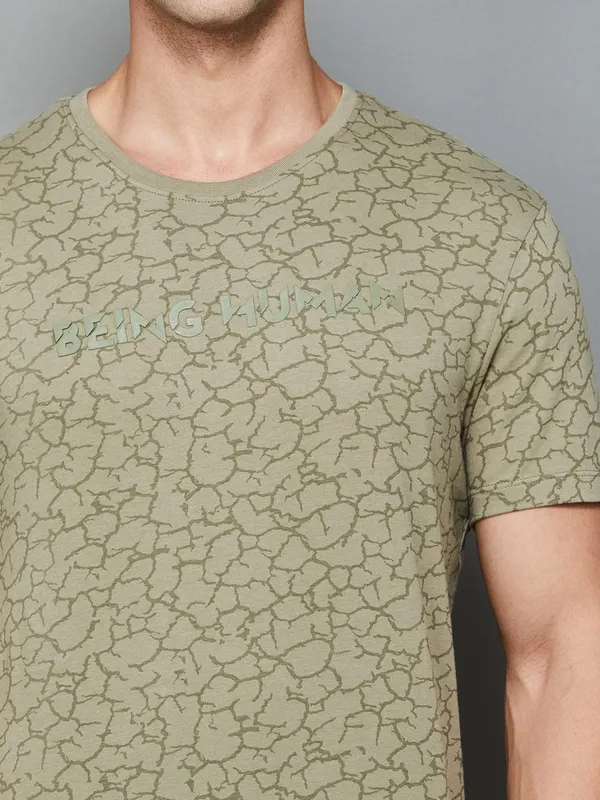 Being Human printed beige round neck t shirt