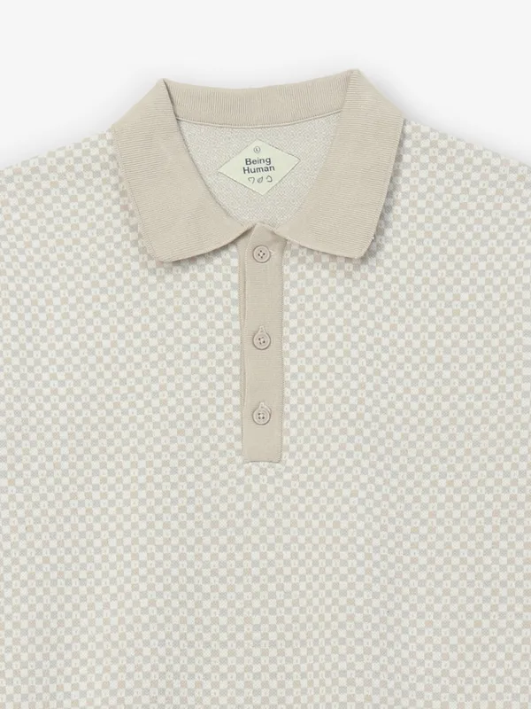 BEING HUMAN printed beige slim fit t-shirt