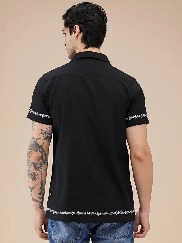 BEING HUMAN printed black casual shirt