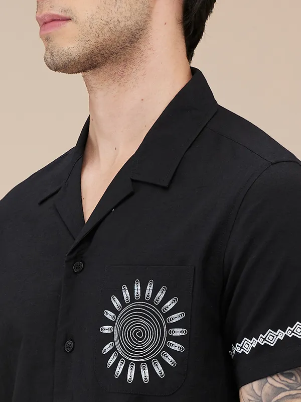 BEING HUMAN printed black casual shirt