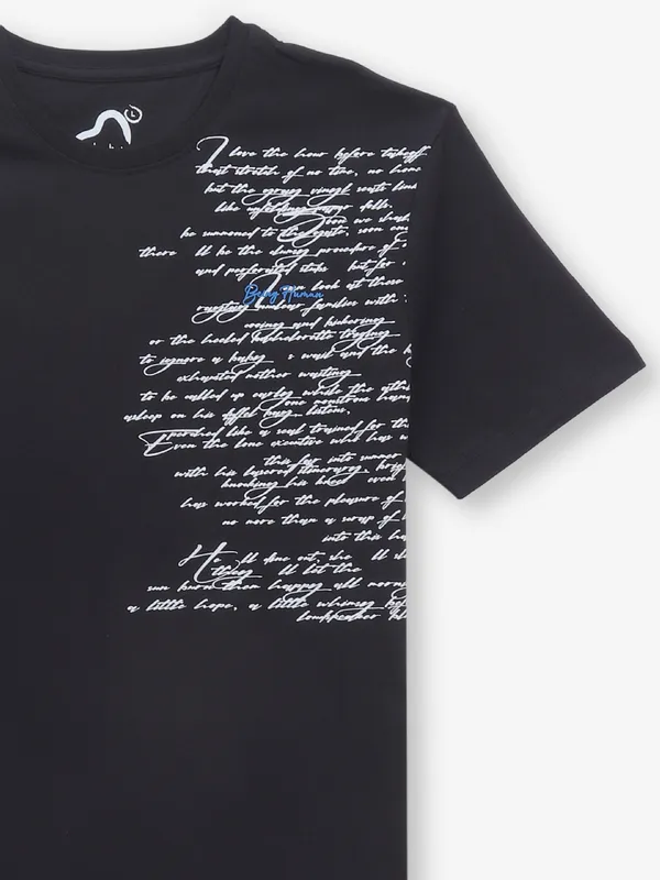 BEING HUMAN printed black cotton t-shirt for mens
