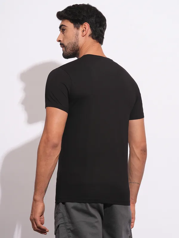 BEING HUMAN printed black slim fit mens t-shirt