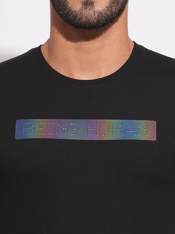 BEING HUMAN printed black slim fit mens t-shirt