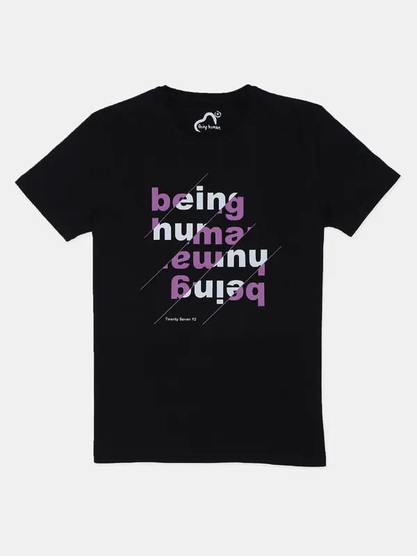 Being Human printed causal black slim fit t shirt