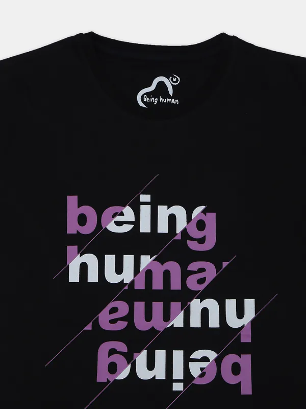 Being Human printed causal black slim fit t shirt