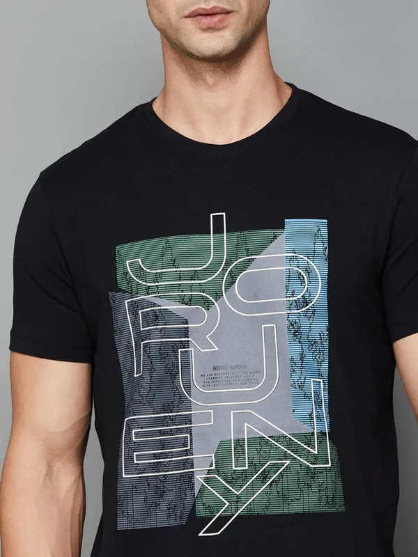 Being Human printed cotton t shirt in black