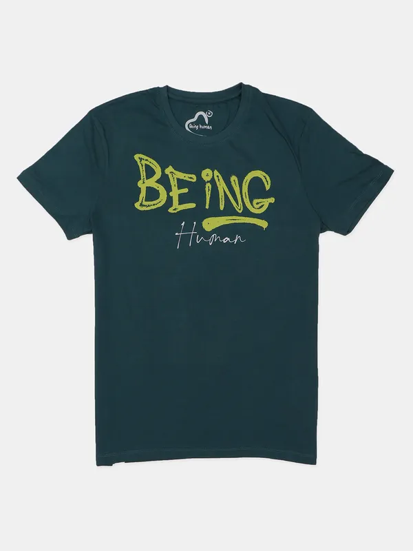 Being Human printed dark green cotton t shirt