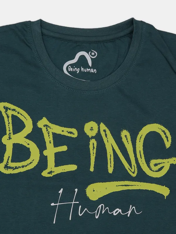 Being Human printed dark green cotton t shirt