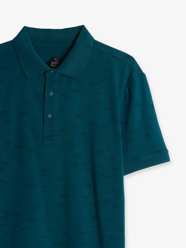 Being Human printed teal blue t shirt