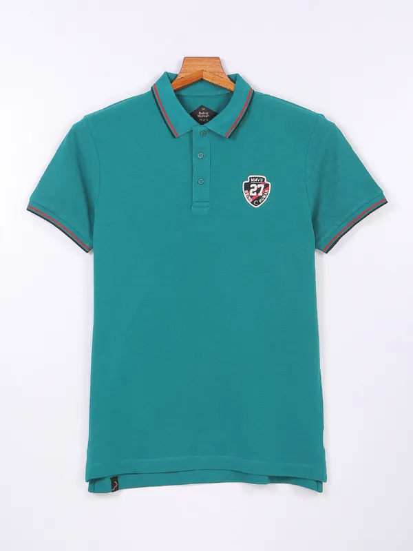 Being Human rama green cotton t shirt in plain