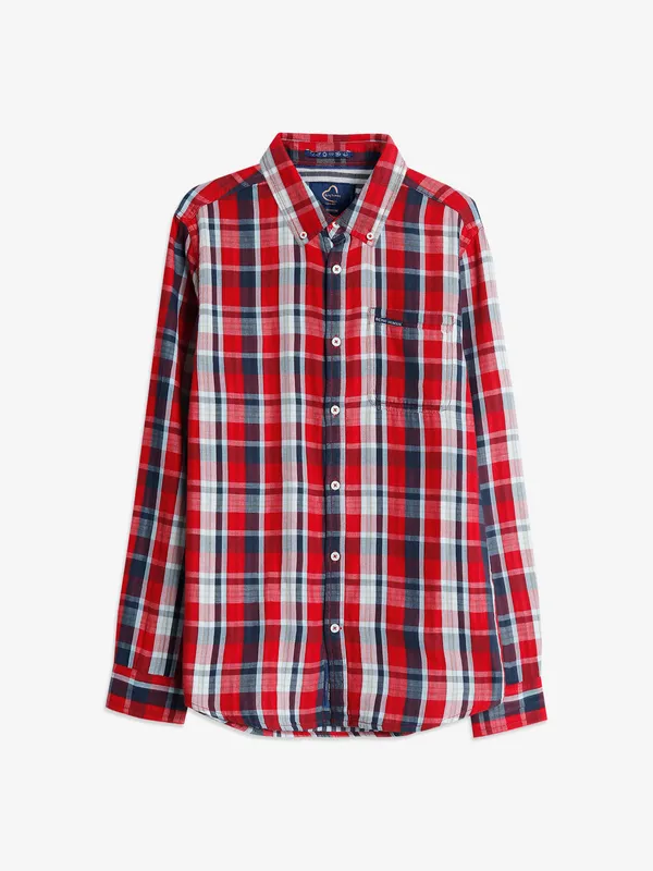 Being Human red checks casual shirt