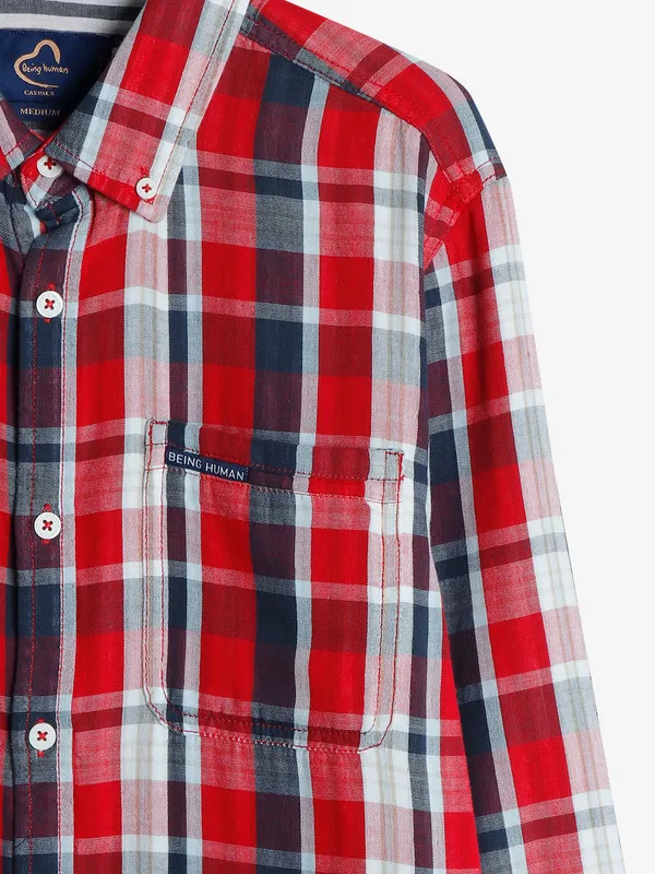 Being Human red checks casual shirt