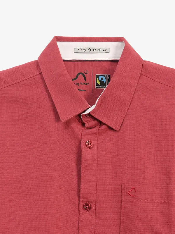 BEING HUMAN red plain cotton shirt
