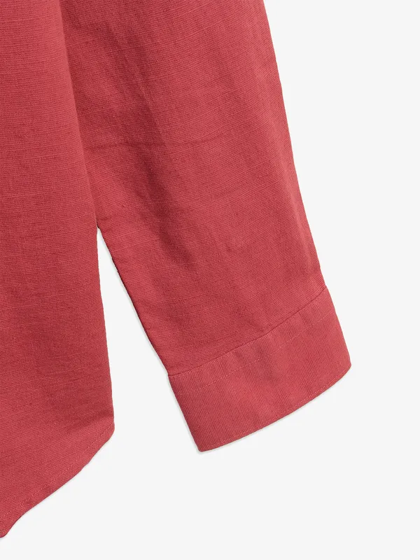 BEING HUMAN red plain cotton shirt
