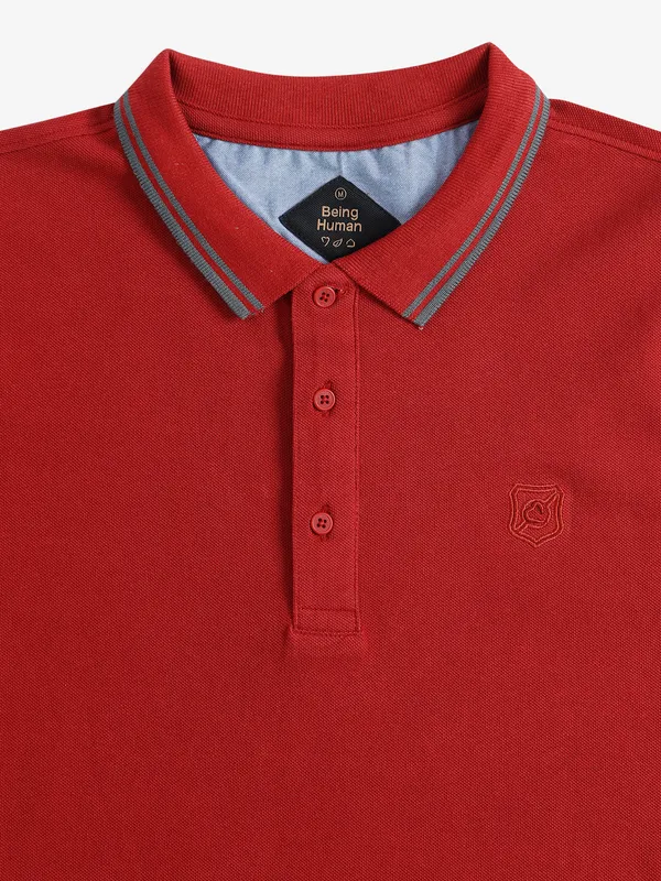 Being Human red plain cotton t shirt