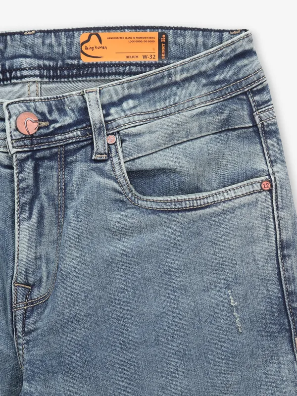 BEING HUMAN ripped denim blue jeans