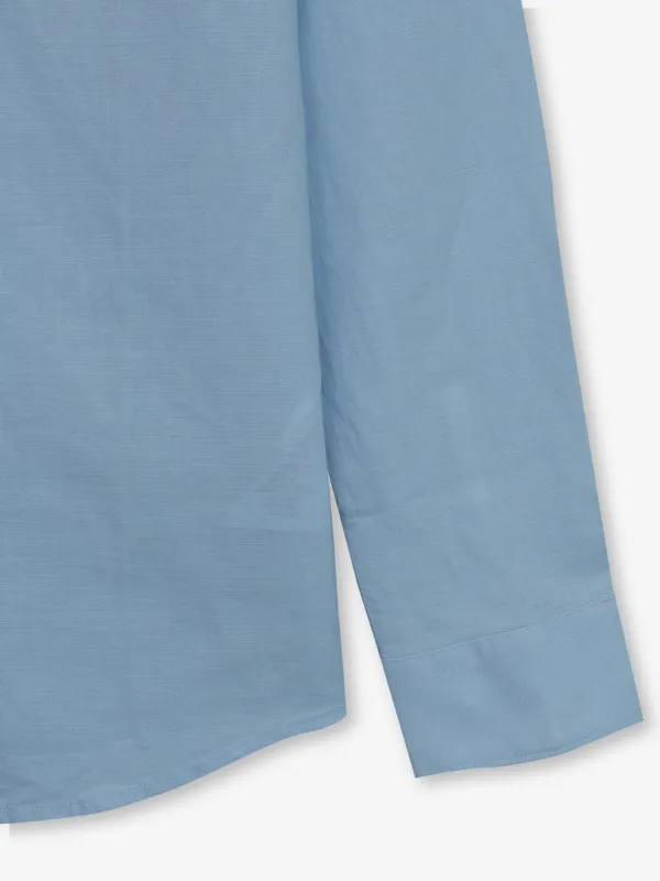 BEING HUMAN sky blue plain cotton shirt