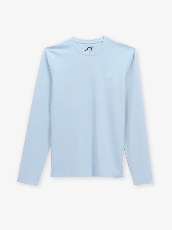 BEING HUMAN sky blue plain cotton slim fit t-shirt