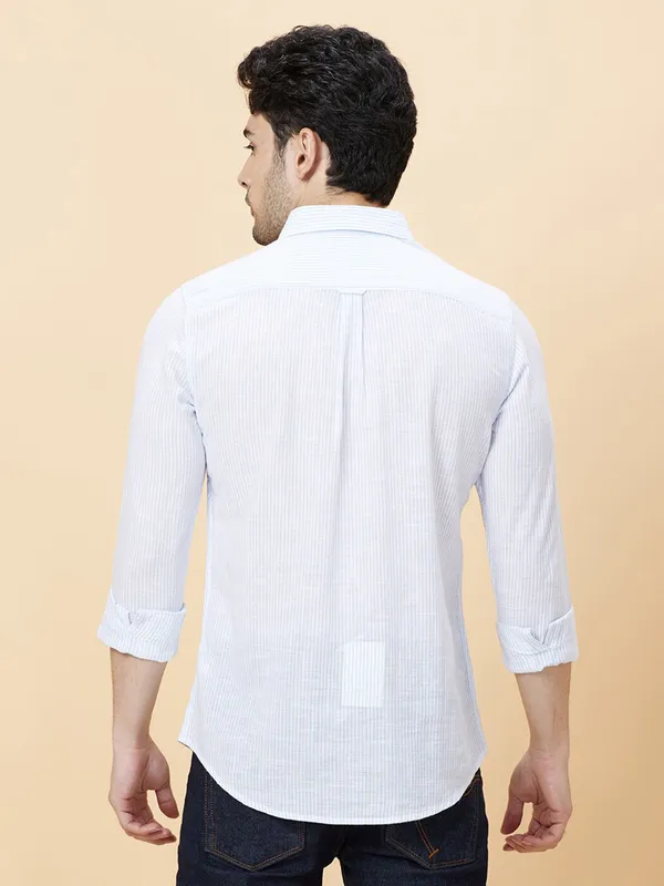 BEING HUMAN sky blue stripe shirt
