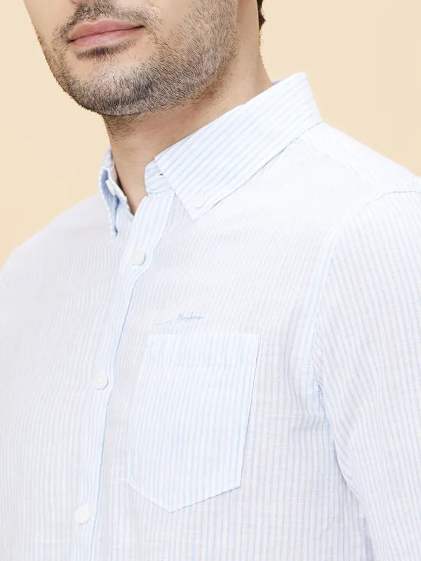BEING HUMAN sky blue stripe shirt