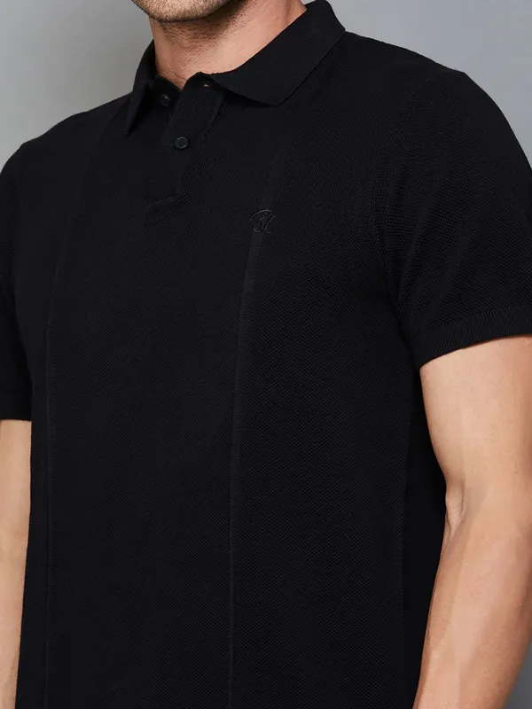 BEING HUMAN slim fit black polo t-shirt