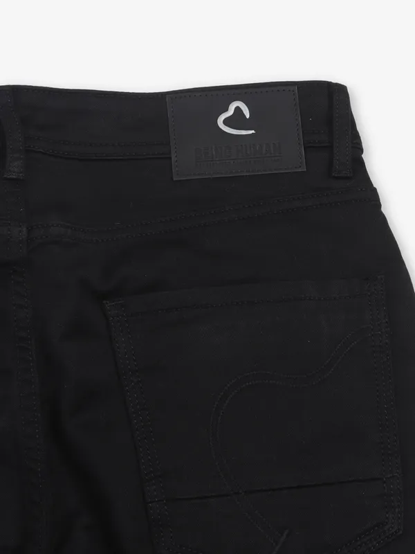 BEING HUMAN solid black mens denim jeans