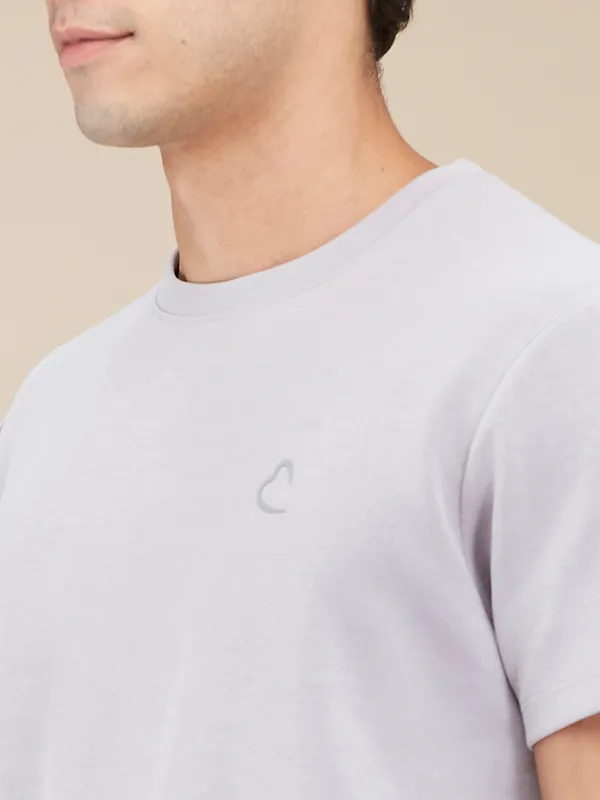BEING HUMAN solid dark grey cotton t-shirt for men
