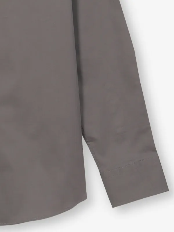 BEING HUMAN solid grey cotton casual wear shirt