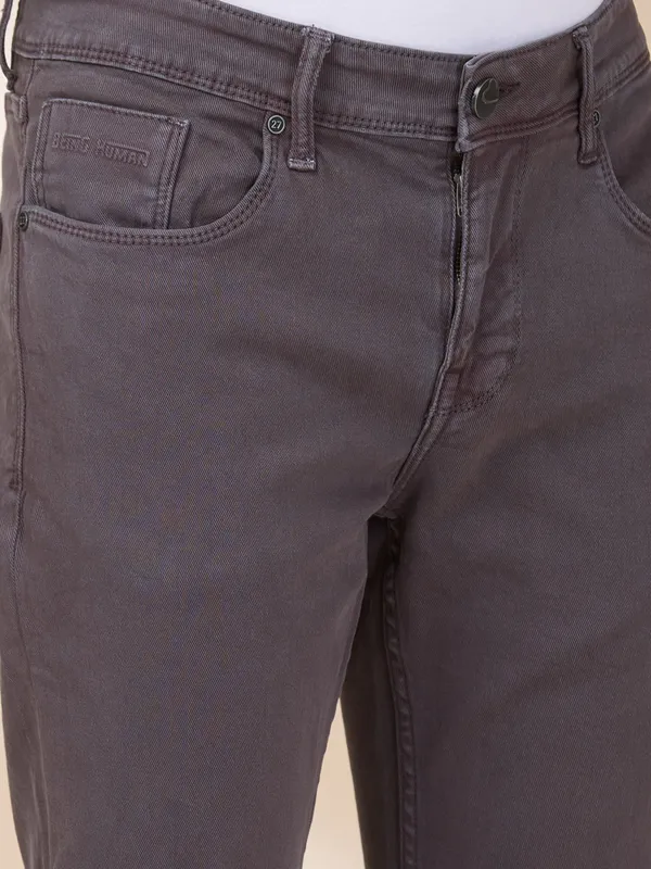 BEING HUMAN solid grey slim fit jeans
