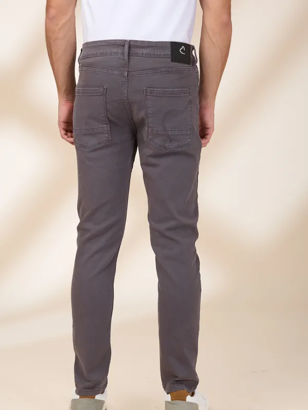BEING HUMAN solid grey slim fit jeans