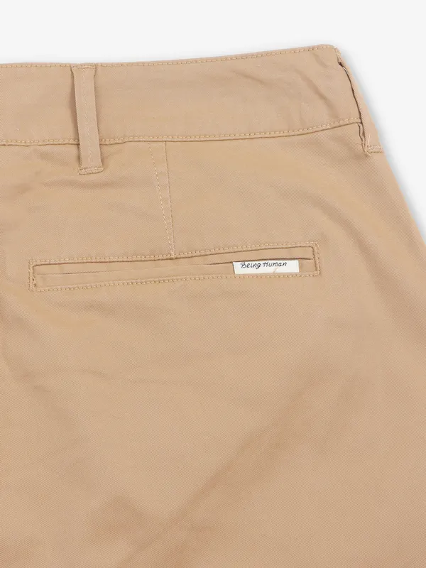 BEING HUMAN solid khaki jeans in denim