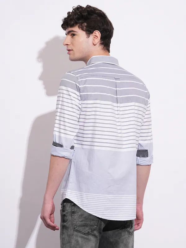 BEING HUMAN stripe grey casual shirt