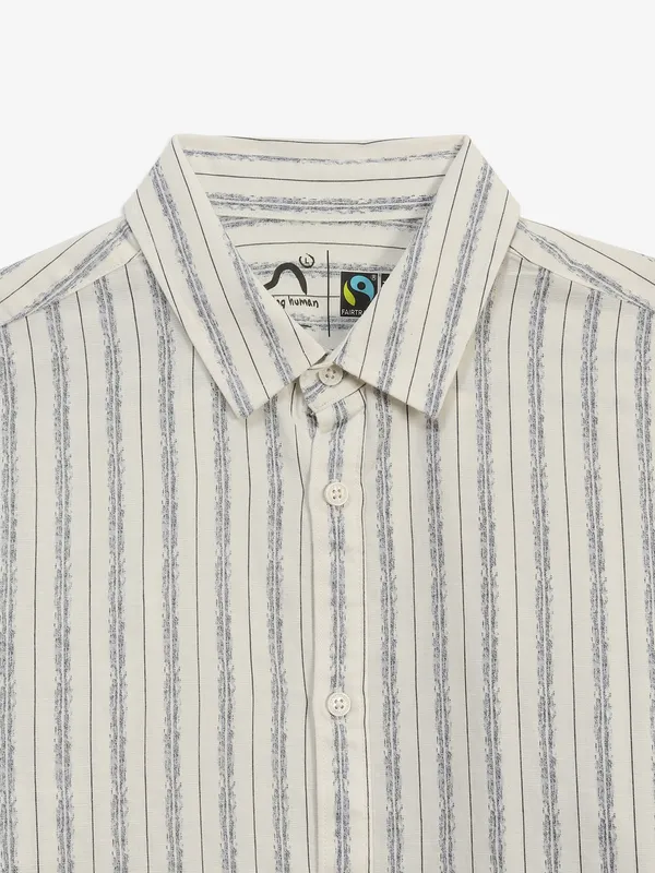 BEING HUMAN stripe off-white shirt