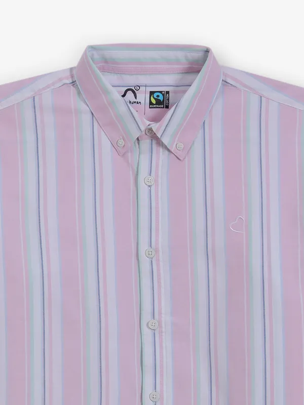 BEING HUMAN stripe pink cotton buttondown shirt