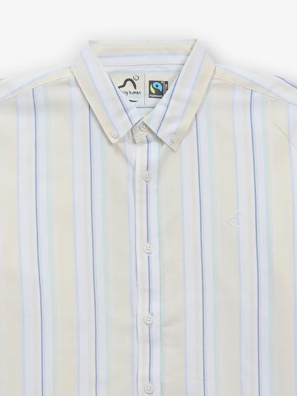 BEING HUMAN stripe yellow cotton shirt