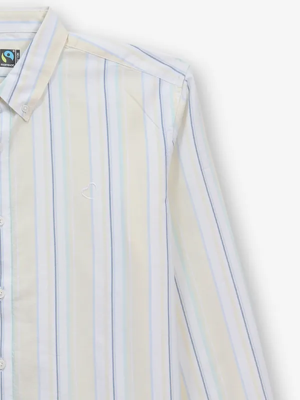 BEING HUMAN stripe yellow cotton shirt