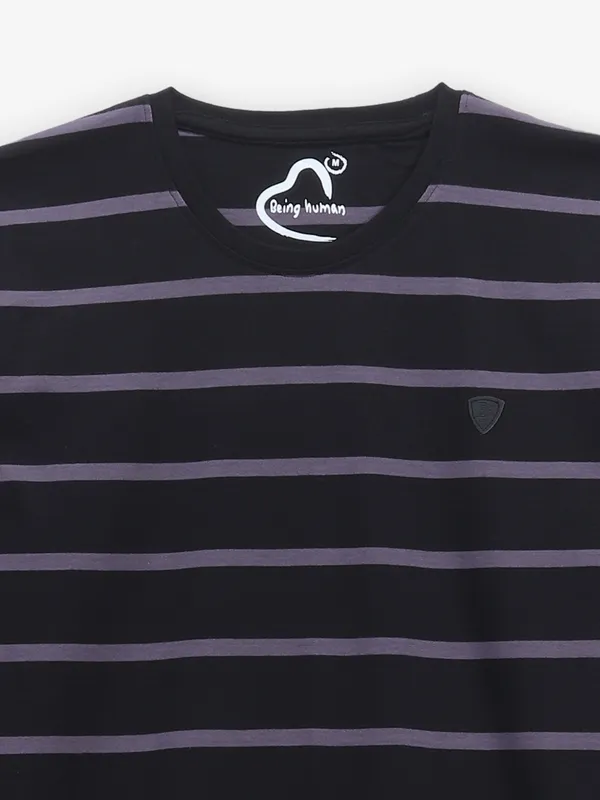 BEING HUMAN striped black cotton t-shirt