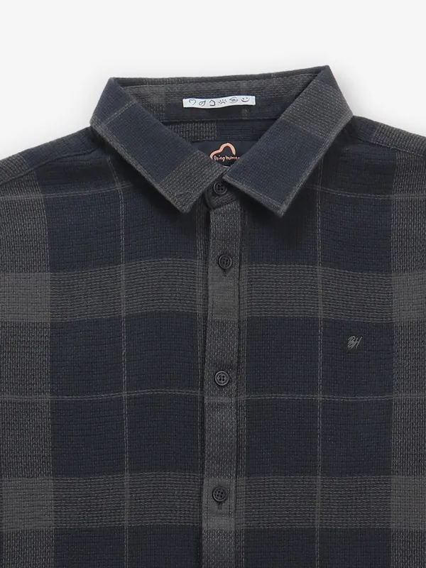 BEING HUMAN textured black and grey shirt