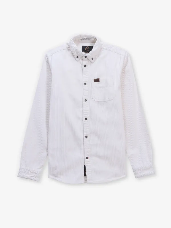 BEING HUMAN textured cotton white men shirt