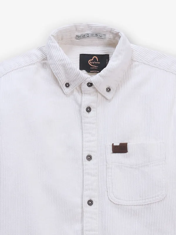 BEING HUMAN textured cotton white men shirt