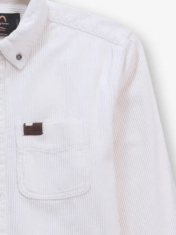 BEING HUMAN textured cotton white men shirt