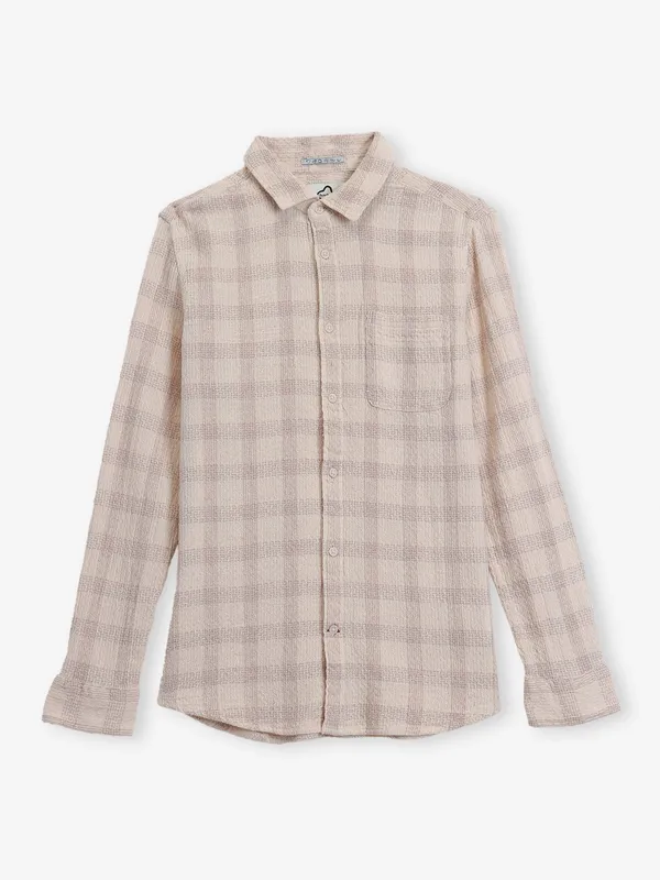 BEING HUMAN textured cream cotton shirt