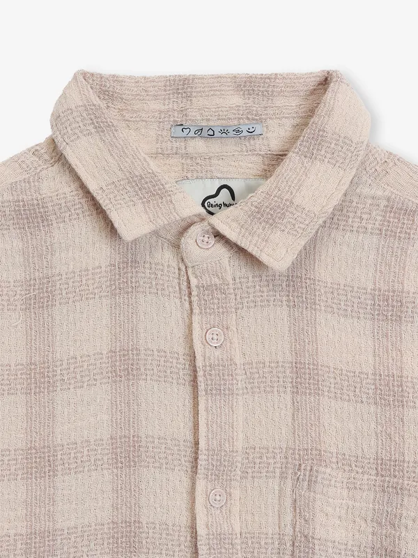BEING HUMAN textured cream cotton shirt