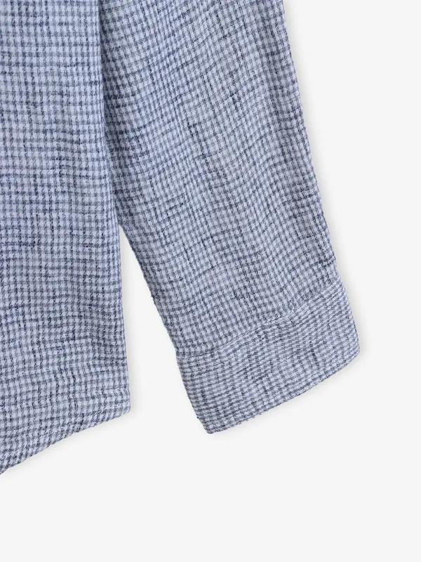 BEING HUMAN textured navy and white cotton shirt