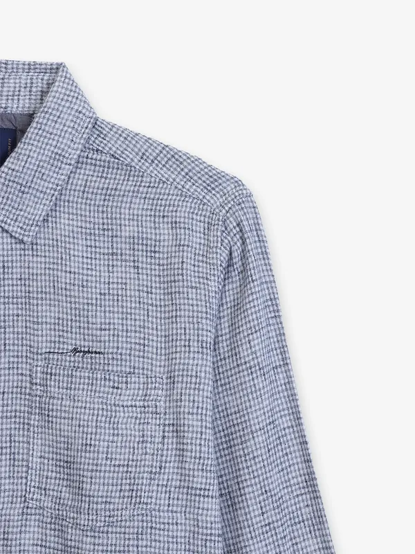 BEING HUMAN textured navy and white cotton shirt