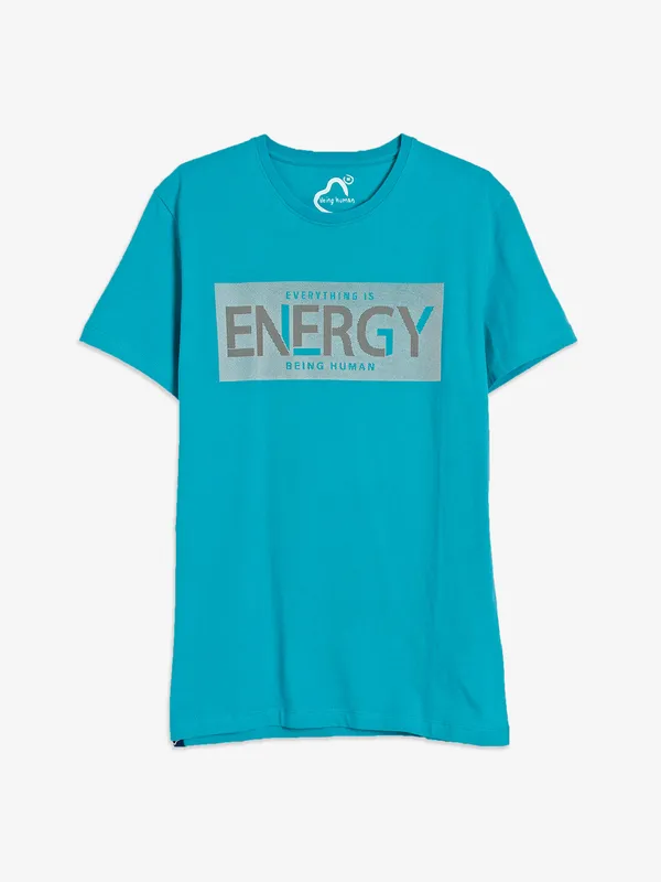 Being Human turquoise blue printed t shirt
