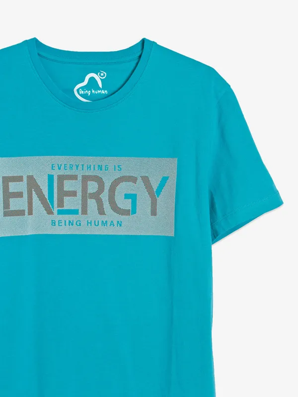 Being Human turquoise blue printed t shirt