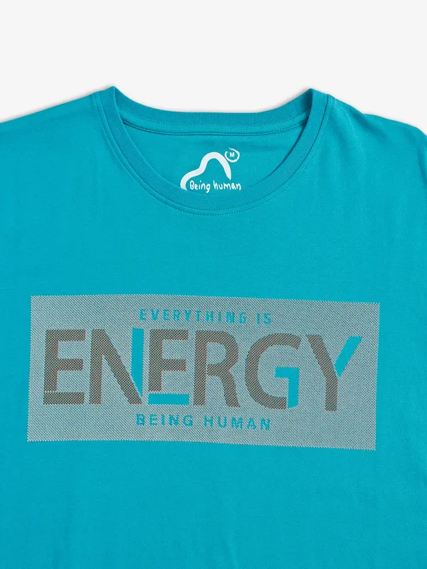 Being Human turquoise blue printed t shirt