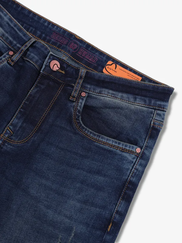 BEING HUMAN washed dark blue skinny jeans